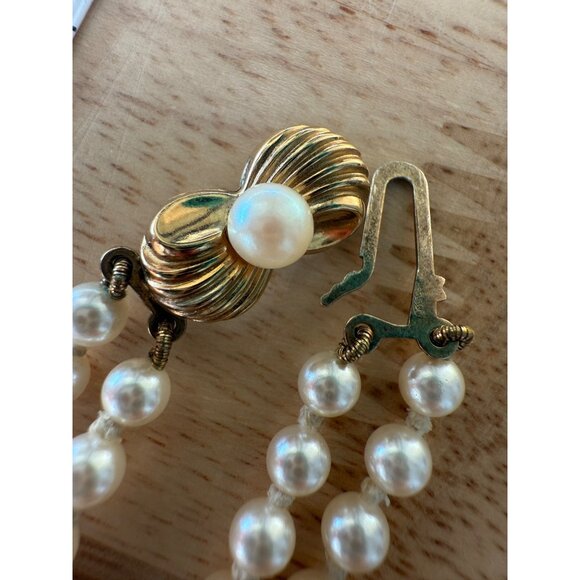 Vintage JKA Köhle Double Strand Faux Pearl Necklace 17" Gold Plated 925 Stamped - Picture 7 of 16